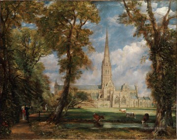 ジョン・コンスタブル Painting - ソールズベリー大聖堂のロマンチックなジョン・コンスタブル